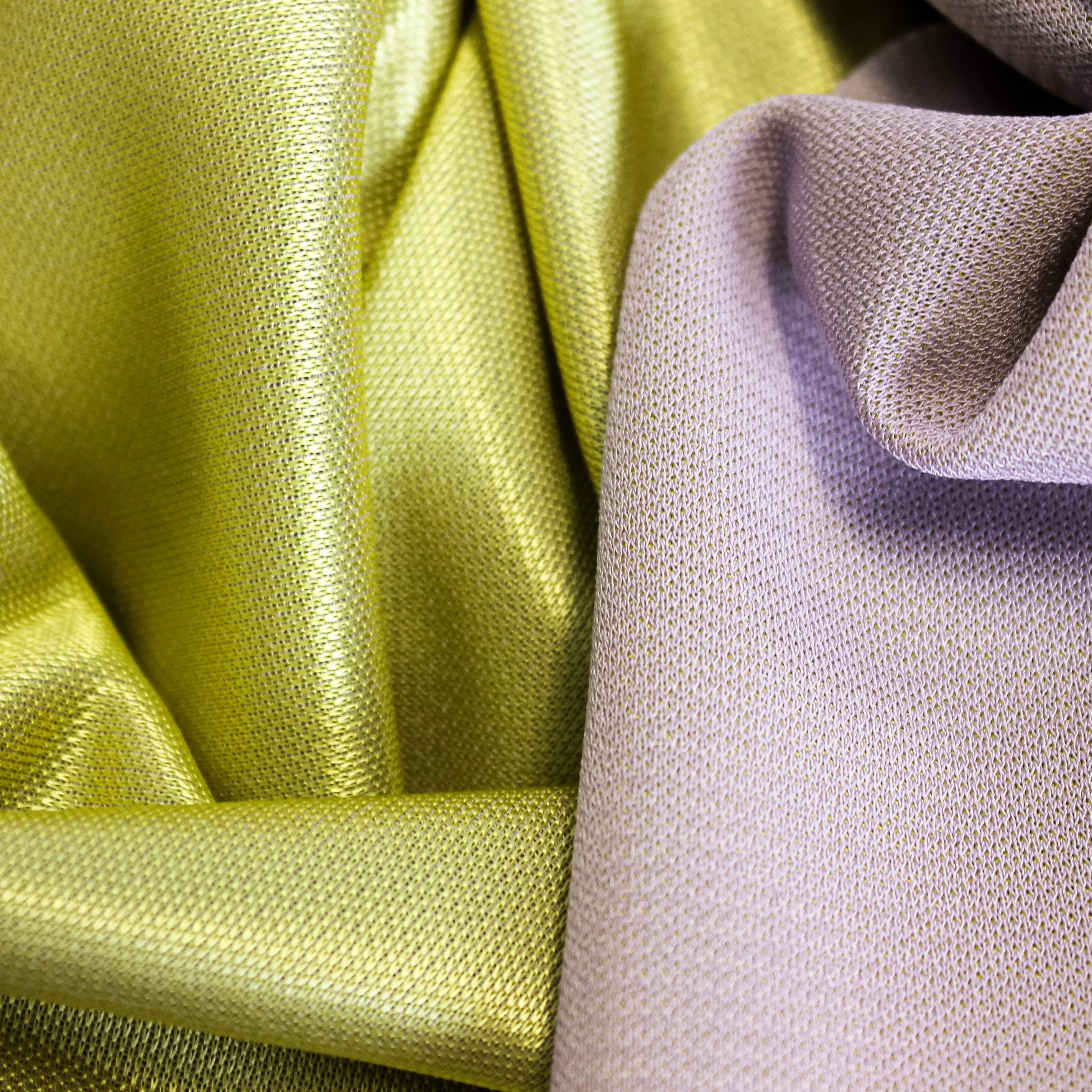 Double face lila en geel effen viscose mengeling